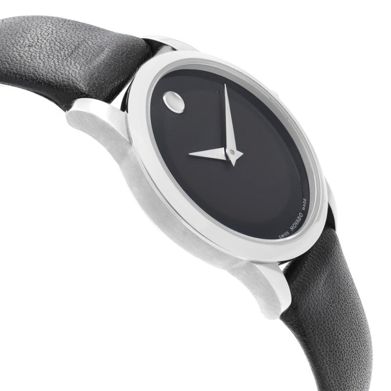  Shop Authentic Movado Museum Classic Black Dial Black Leather Strap Watch For Women - 0606503 - Luxxuri