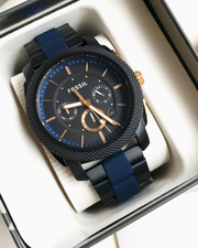  Shop Authentic Fossil Machine Chronograph Black Dial Two Tone Steel Strap Watch for Men - FS5164 - Luxxuri