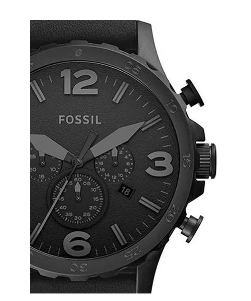  Shop Authentic Fossil Nate Chronograph Black Dial Black Leather Strap Watch for Men - JR1354 - Luxxuri