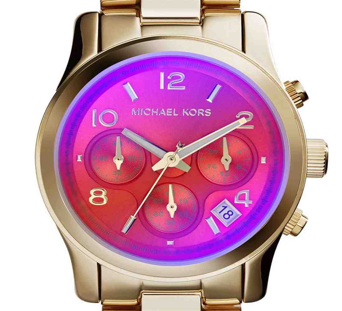  Shop Authentic Michael Kors Runway Iridescent Pink Dial Gold Steel Strap Watch for Women - MK5939 - Luxxuri