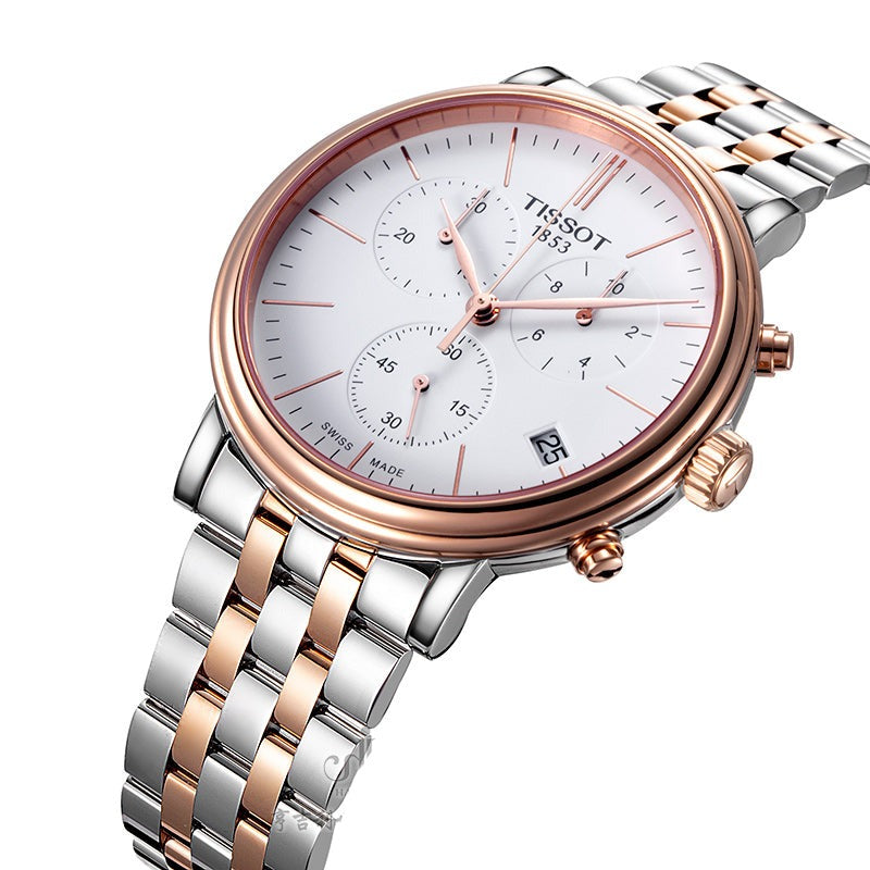  Shop Authentic Tissot Carson Premium Chronograph White Dial Two Tone Steel Strap Watch For Men - T122.417.22.011.00 - Luxxuri