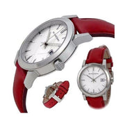  Shop Authentic Burberry The City Silver Dial Red Leather Strap Watch for Women - BU9129 - Luxxuri