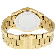  Shop Authentic Michael Kors Slim Runway Blue Mother of Pearl Dial Gold Steel Strap Watch for Women - MK3492 - Luxxuri