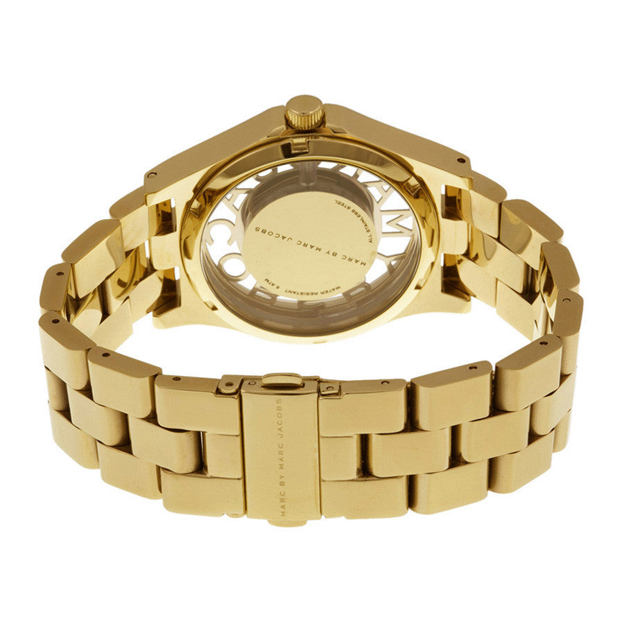  Shop Authentic Marc Jacobs Henry Transparent Gold Dial Gold Steel Strap Watch for Women - MBM3206 - Luxxuri