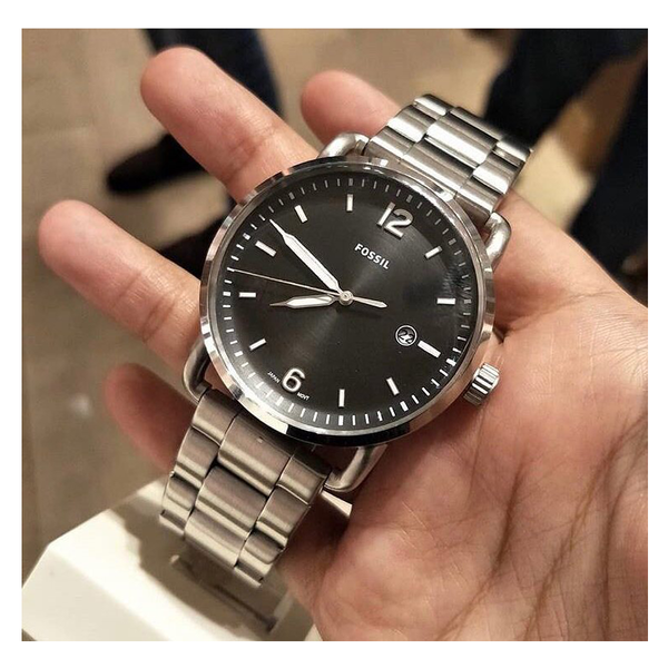  Shop Authentic Fossil The Commuter Black Dial Silver Steel Strap Watch for Men - FS5391 - Luxxuri