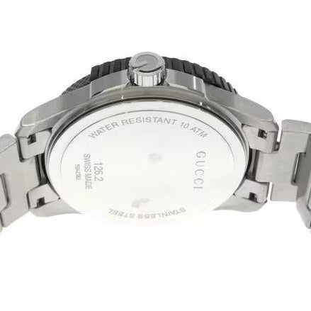  Shop Authentic Gucci G Timeless Black Dial Silver Steel Strap Watch For Men - YA126249 - Luxxuri