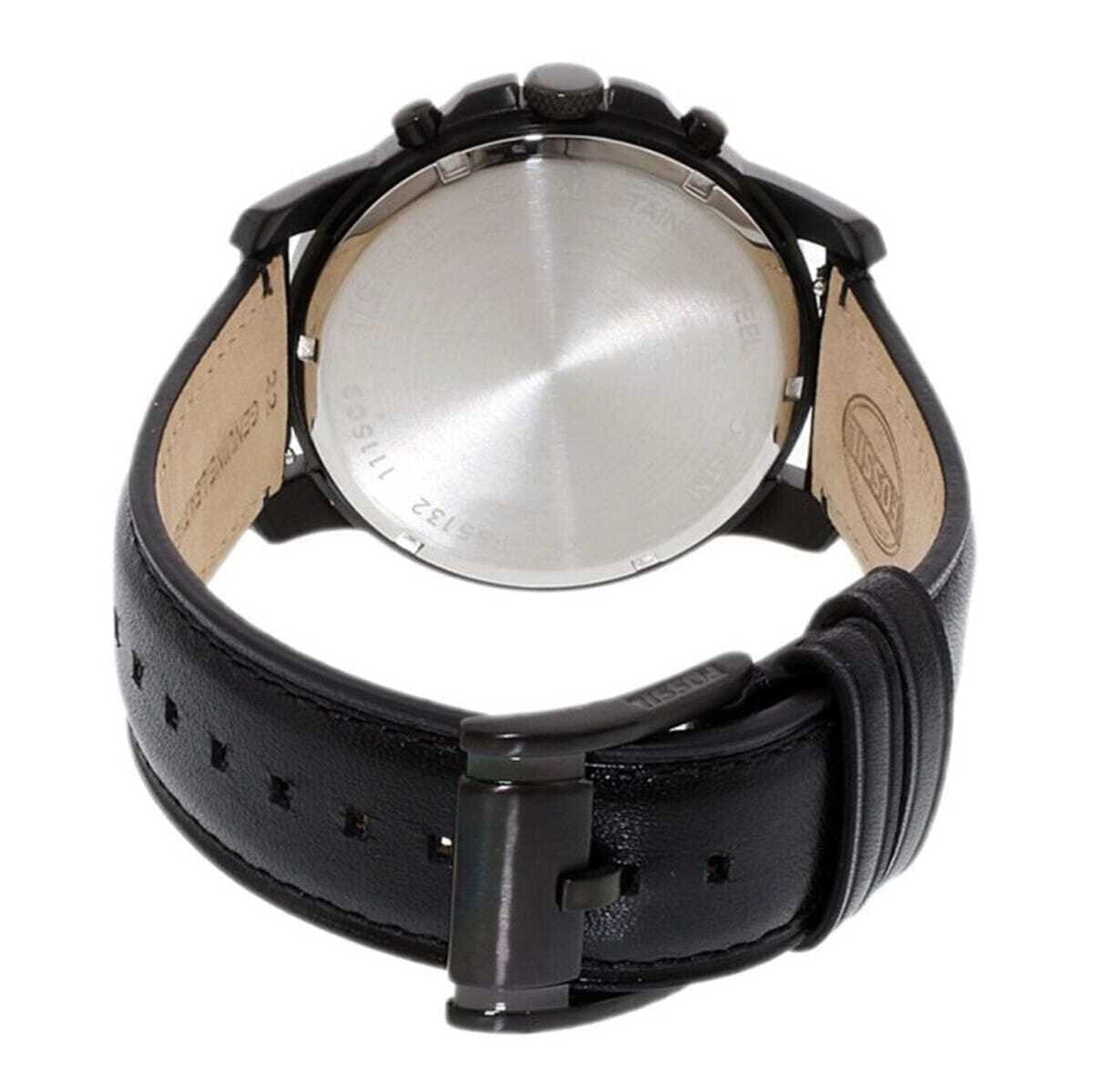 Shop Authentic Fossil Grant Chronograph Black Dial Black Leather Strap Watch for Men - FS5132 - Luxxuri