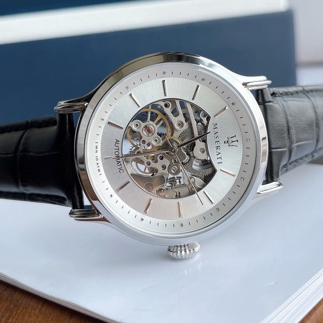  Shop Authentic Maserati Epoca Automatic Skeleton Mechanical Silver Dial Watch For Men - R8821118003 - Luxxuri