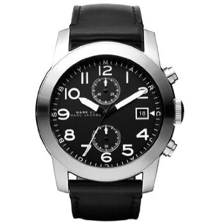  Shop Authentic Marc Jacobs Larry Chronograph Black Dial Black Leather Strap Watch for Men - MBM5054 - Luxxuri