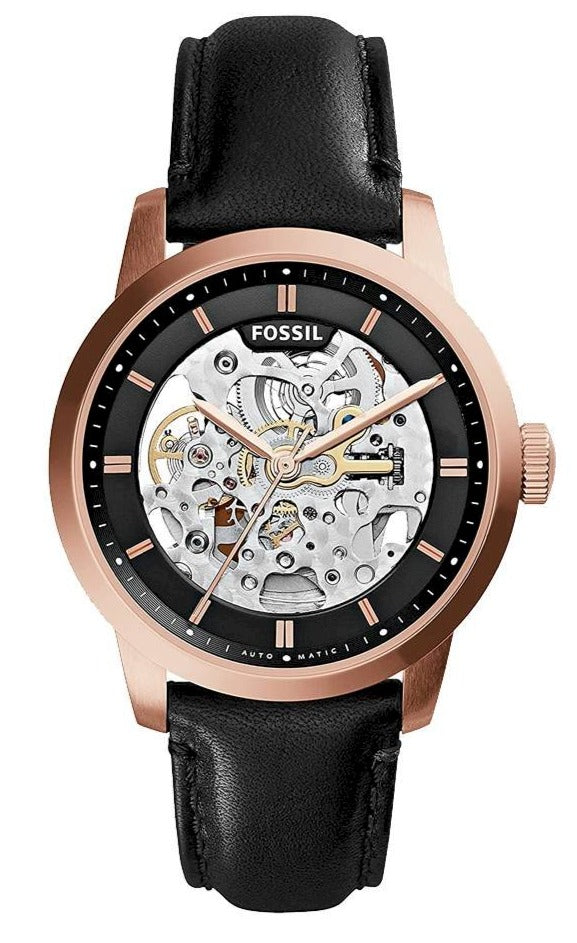 Shop Authentic Fossil Townsman Automatic Skeleton Black Dial Black Leather Strap Watch for Men - ME3084 - Luxxuri