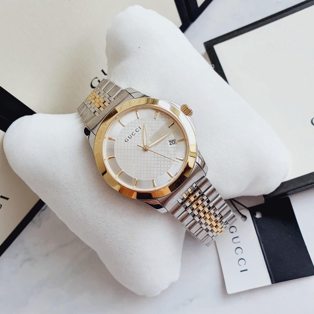  Shop Authentic Gucci G Timeless Silver Dial Two Tone Steel Strap Watch For Men - YA126409 - Luxxuri