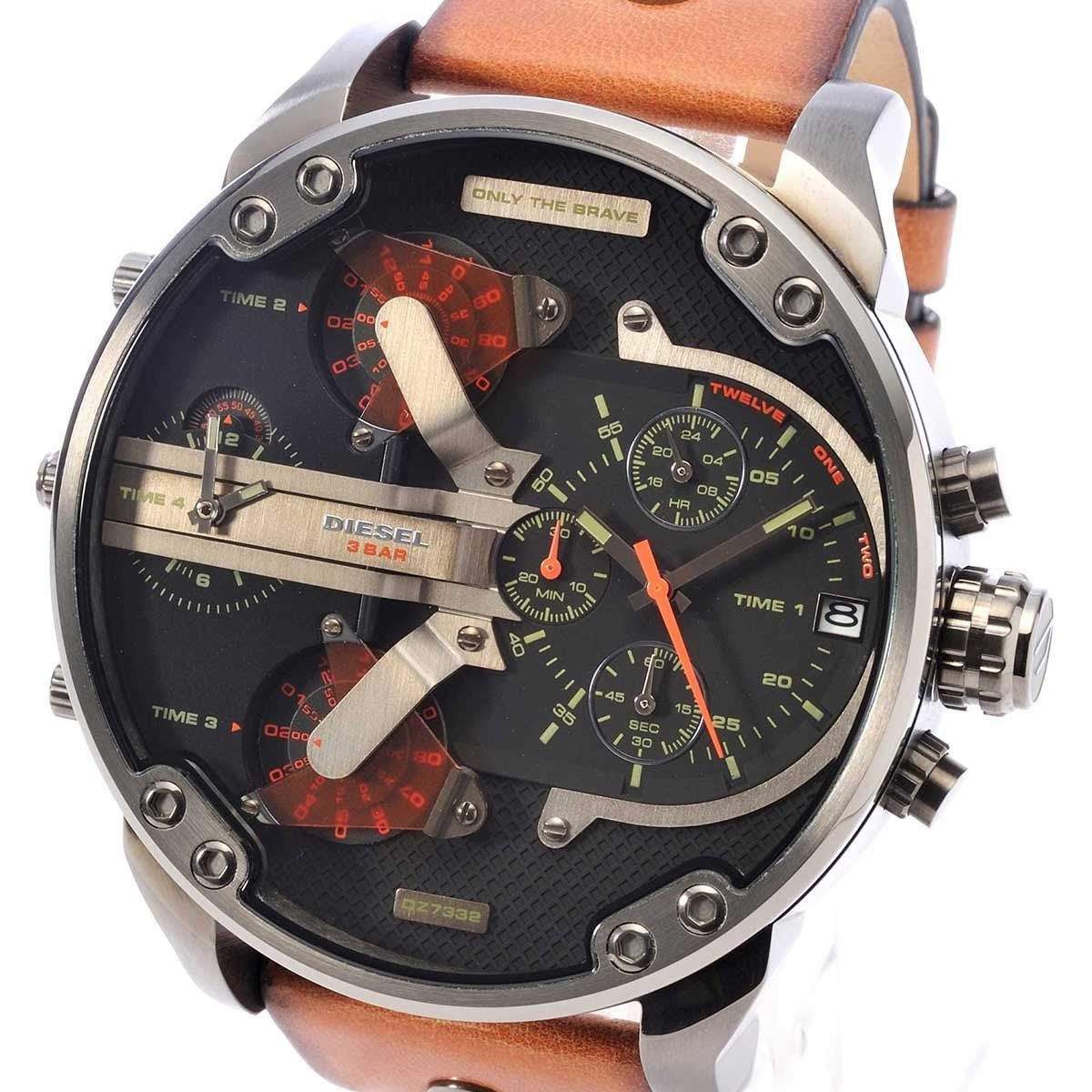  Shop Authentic Diesel Mr Daddy 2.0 Black Dial Brown Leather Strap Watch For Men - DZ7332 - Luxxuri