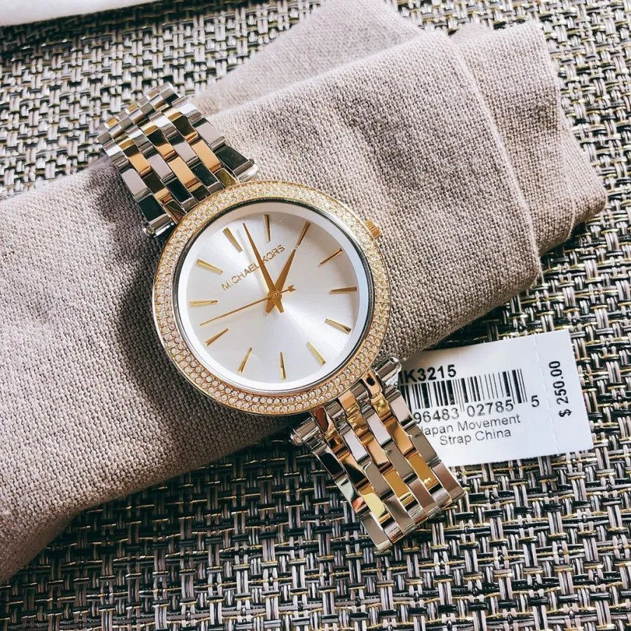  Shop Authentic Michael Kors Darci Silver Dial Two Tone Stainless Steel Strap Watch for Women - MK3215 - Luxxuri