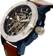  Shop Authentic Fossil Modern Machine Automatic Skeleton Silver Dial Brown Leather Strap Watch for Men - ME3135 - Luxxuri