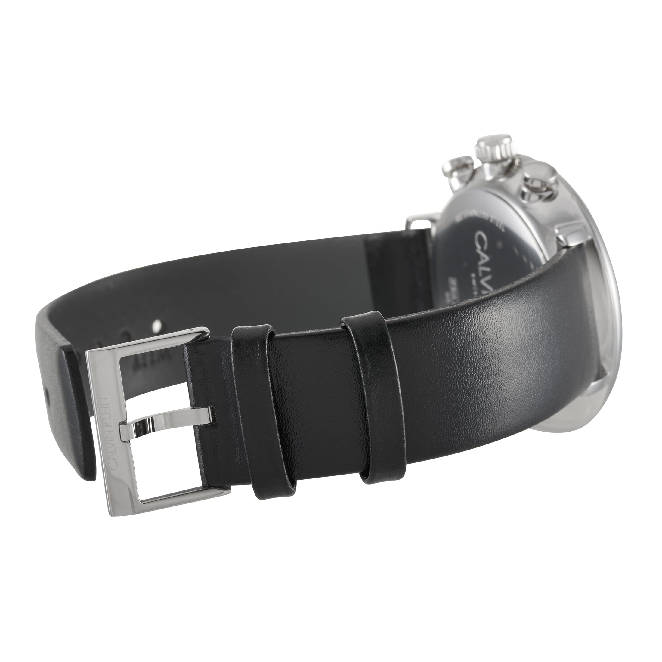  Shop Authentic Calvin Klein High Noon Chronograph White Dial Black Leather Strap Watch for Men - K8M271C6 - Luxxuri