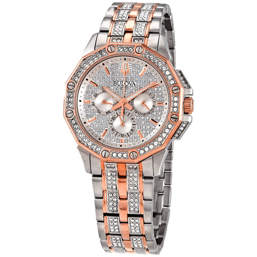 Shop Authentic Bulova Octova Crystal Silver Dial Two Tone Steel Strap Watch for Men - 98C133 - Luxxuri