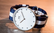  Shop Authentic Daniel Wellington Classy Glasgow White Dial Two Tone Nylon Strap Watch For Women - DW00100082 - Luxxuri
