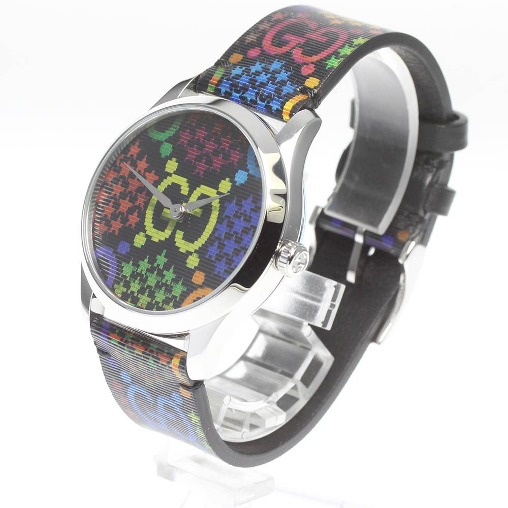  Shop Authentic Gucci G Timeless Quartz Black Dial Black Leather Strap Watch For Women - YA1264146 - Luxxuri