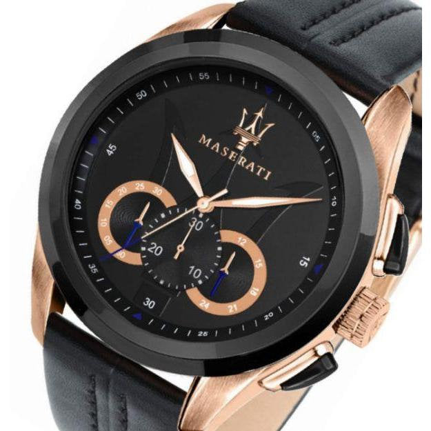  Shop Authentic Maserati Traguardo 45mm Black Dial Watch Black Strap For Men - R8871612025 - Luxxuri