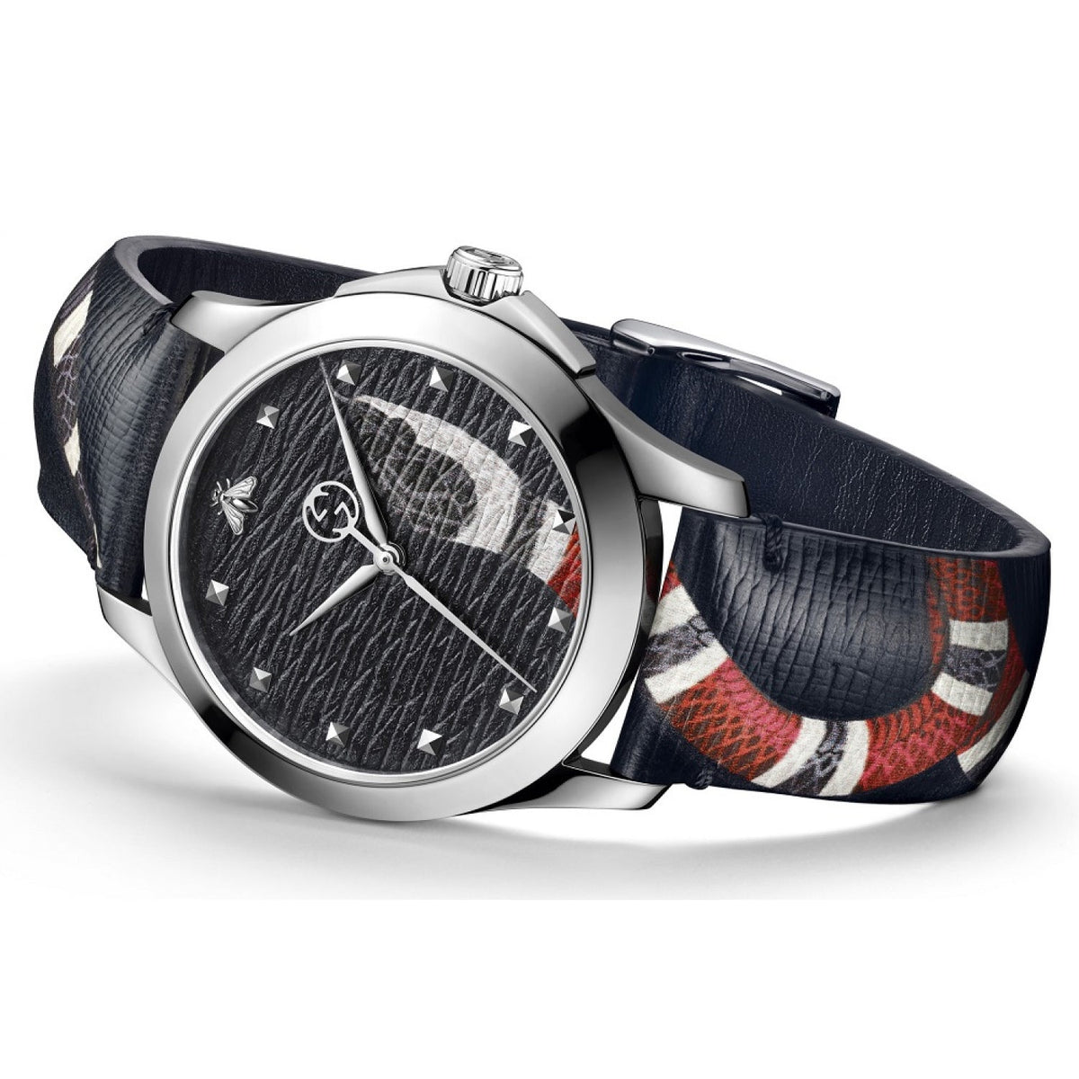  Shop Authentic Gucci Le Marche Des Merveilles Black Dial Black Leather Strap Unisex Watch - YA1264007 - Luxxuri