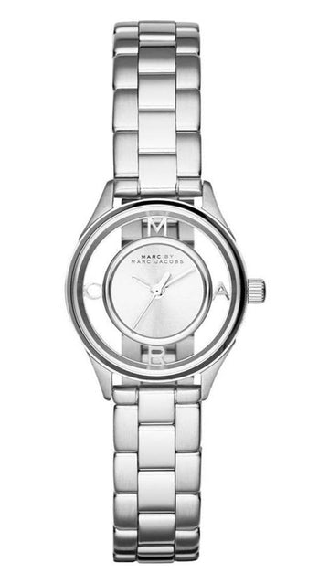  Shop Authentic Marc Jacobs Tether Transparent Silver Dial Silver Steel Strap Watch for Women - MBM3416 - Luxxuri
