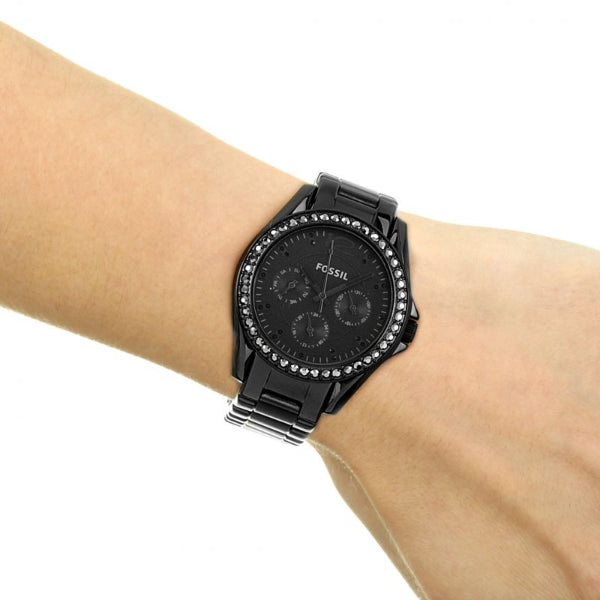  Shop Authentic Fossil Riley Multifunction Black Dial Black Steel Strap Watch for Women - ES4519 - Luxxuri