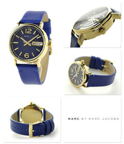  Shop Authentic Marc Jacobs Fergus Blue Dial Blue Leather Strap Watch for Women - MBM8650 - Luxxuri