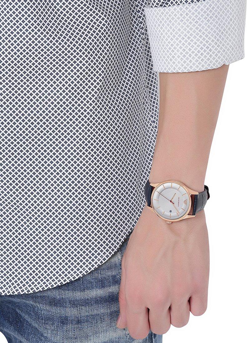  Shop Authentic Emporio Armani Classic Silver Dial Blue Leather Strap Watch For Men - AR11131 - Luxxuri