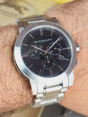  Shop Authentic Burberry The City Black Dial Silver Steel Strap Watch for Men - BU9351 - Luxxuri