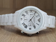  Shop Authentic Emporio Armani Chronograph Ceramic White Dial Watch For Women - AR1403 - Luxxuri