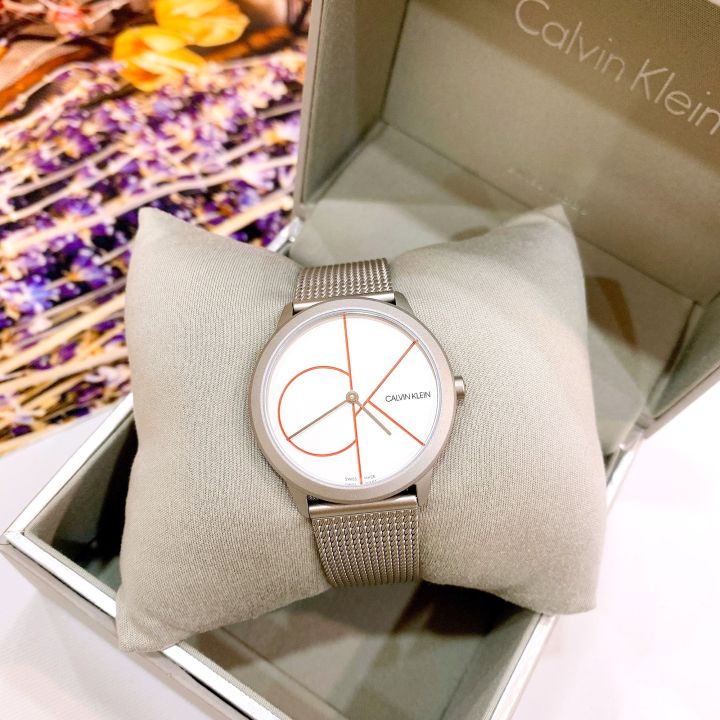  Shop Authentic Calvin Klein Minimal White Dial Silver Mesh Bracelet Watch for Women - K3M52152 - Luxxuri