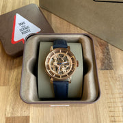  Shop Authentic Fossil Original Boyfriend Skeleton White Dial Blue Leather Strap Watch for Women - ME3086 - Luxxuri