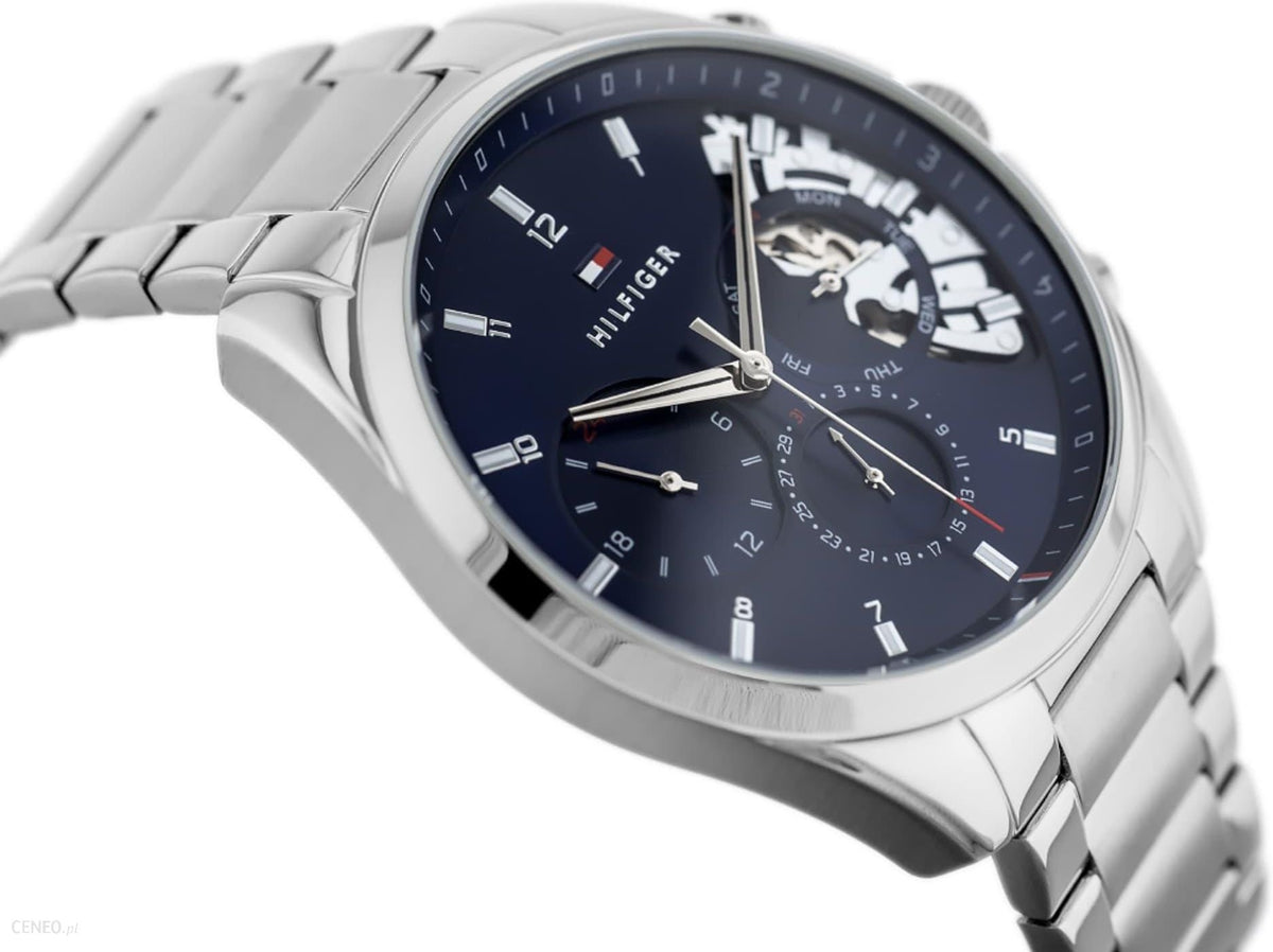  Shop Authentic Tommy Hilfiger Baker Quartz Blue Dial Silver Steel Strap Watch For Men - 1710448 - Luxxuri