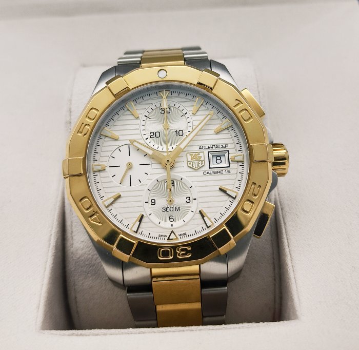 Shop Authentic Tag Heuer Aquaracer Caliber 16 Automatic White Dial Two Tone Steel Strap Watch for Men - CAY2121.BB0923 - Luxxuri