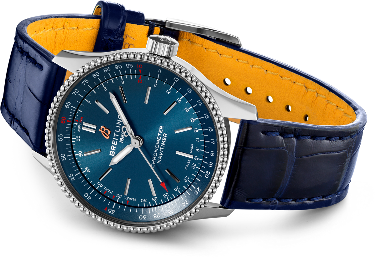  Shop Authentic Breitling Navitimer Automatic 35 Blue Dial Blue Leather Strap Watch for Men - A17395161C1P1 - Luxxuri