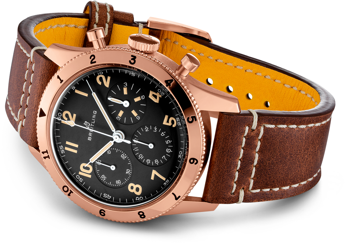  Shop Authentic Breitling Avi 1953 Edition Black Dial Brown Leather Strap Watch for Men - RB0920131B1X1 - Luxxuri