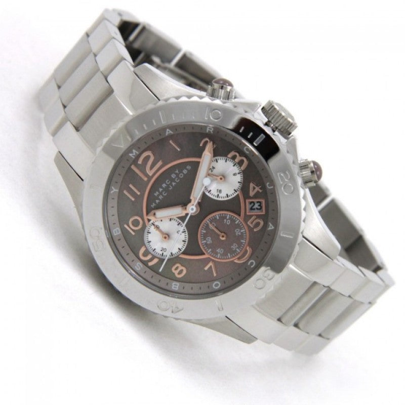  Shop Authentic Marc Jacobs Rock Chronograph Mother of Pearl Grey Dial Silver Steel Strap Watch for Women - MBM3250 - Luxxuri