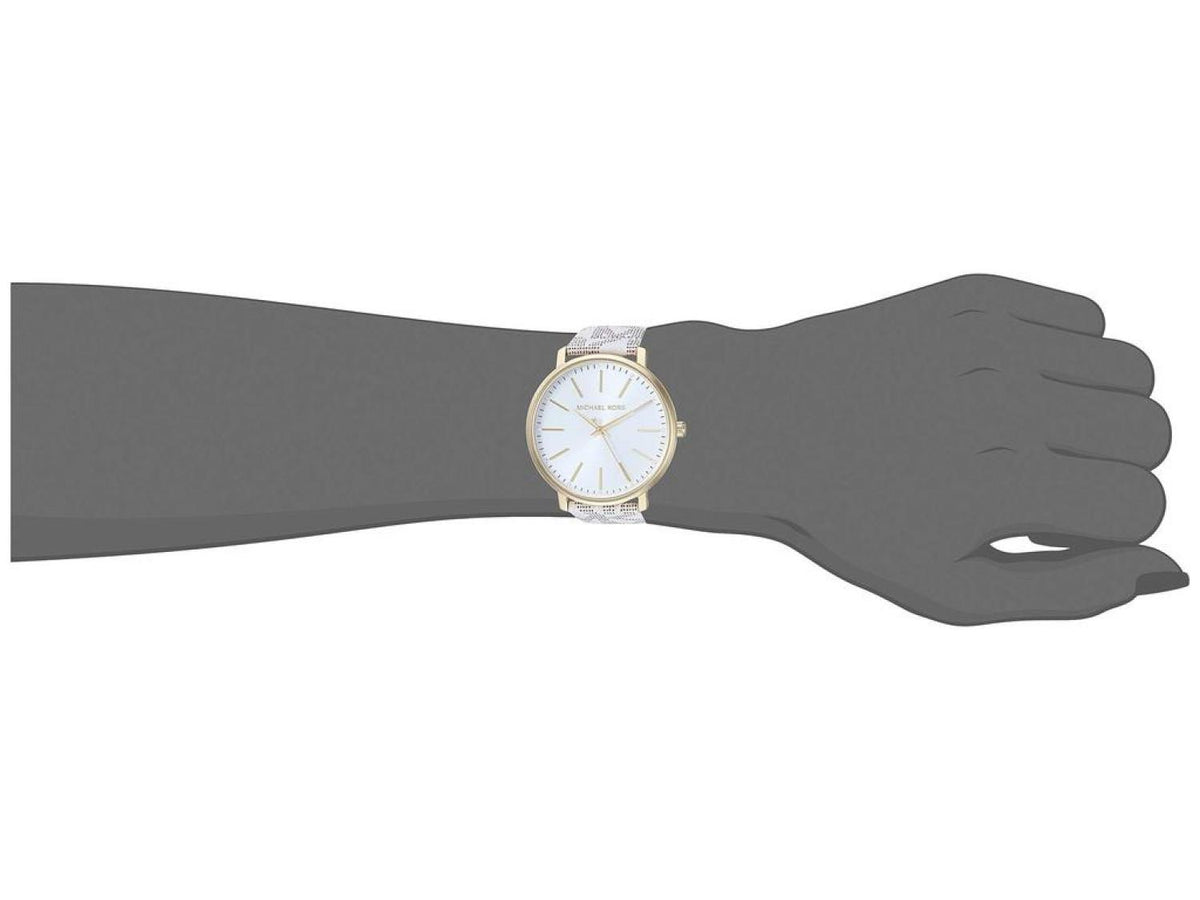  Shop Authentic Michael Kors Pyper Quartz Silver Dial White Leather Strap Watch For Women - MK2858 - Luxxuri