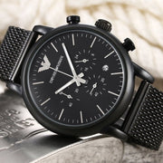  Shop Authentic Emporio Armani Sport Chronograph Black Dial Black Mesh Bracelet Watch For Men - AR1968 - Luxxuri