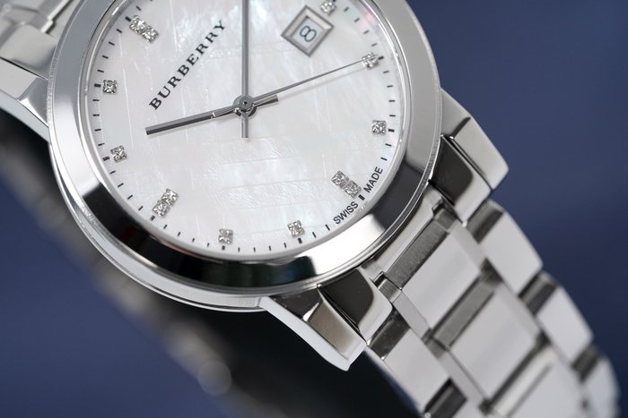  Shop Authentic Burberry The City Diamonds Silver Dial Silver Steel Strap Watch for Women - BU9125 - Luxxuri