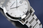  Shop Authentic Burberry The City Diamonds Silver Dial Silver Steel Strap Watch for Women - BU9125 - Luxxuri