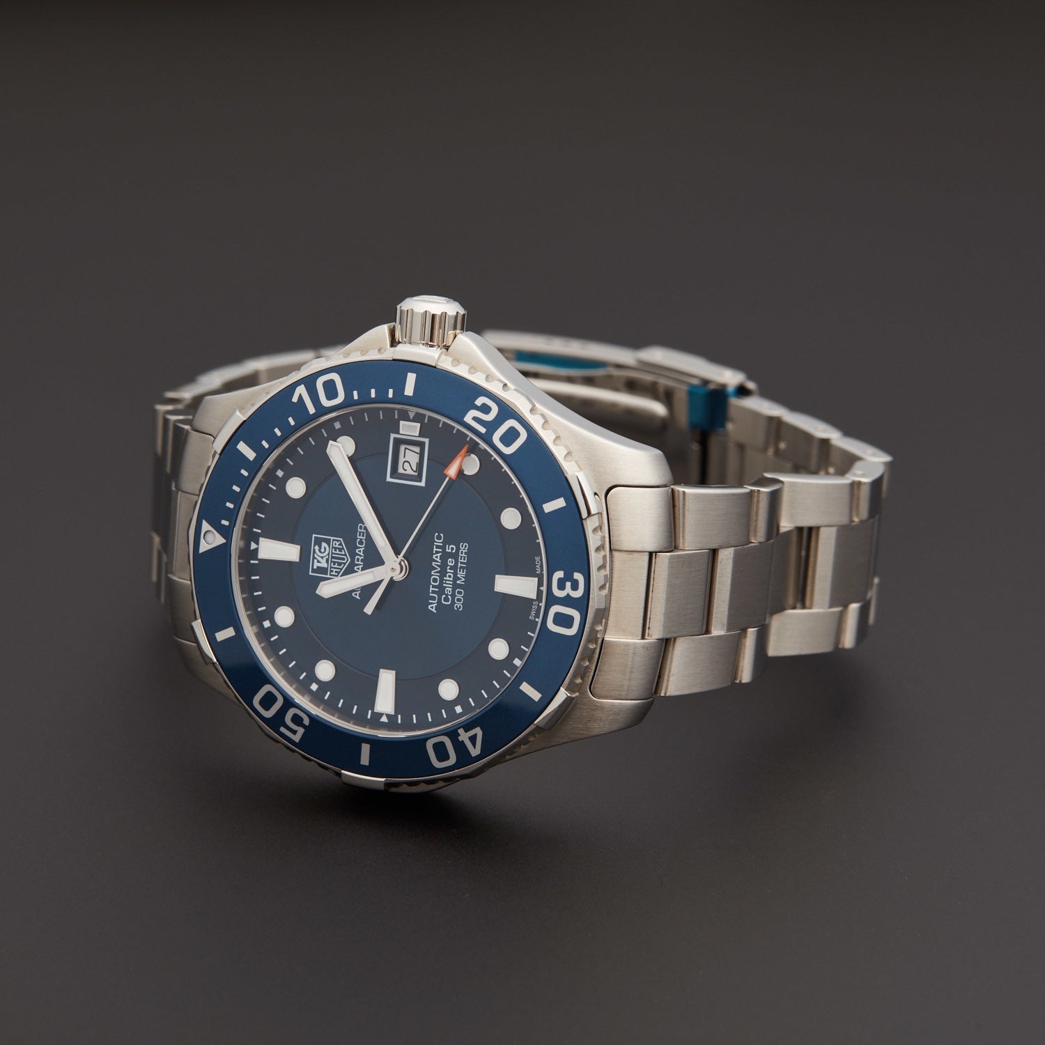  Shop Authentic Tag Heuer Aquaracer Caliber 5 Automatic Blue Dial Silver Steel Strap Watch for Men - WAN2111.BA0822 - Luxxuri