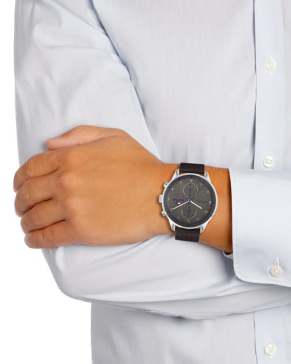  Shop Authentic Tommy Hilfiger Chase Quartz Brown Dial Brown Leather Strap Watch for Men - 1791579 - Luxxuri