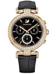  Shop Authentic Swarovski Era Journey Chronograph Black Dial Black Leather Strap Watch for Women - 5295320 - Luxxuri