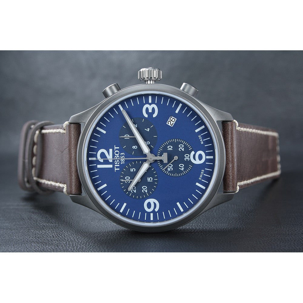  Shop Authentic Tissot Chrono XL Blue Dial Brown Leather Strap Watch For Men - T116.617.36.047.00 - Luxxuri