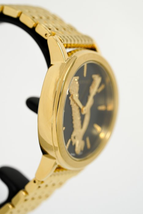  Shop Authentic Versace Virtus Quartz Black Dial Gold Steel Strap Watch for Women - VEHC00619 - Luxxuri