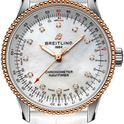  Shop Authentic Breitling Navitimer Automatic 35 Mother of Pearl Dial White Leather Strap Watch for Women - U17395211A1P3 - Luxxuri
