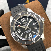  Shop Authentic Breitling Superocean II 44mm Black Dial Black Rubber Strap Watch for Men - A17367D71B1S2 - Luxxuri