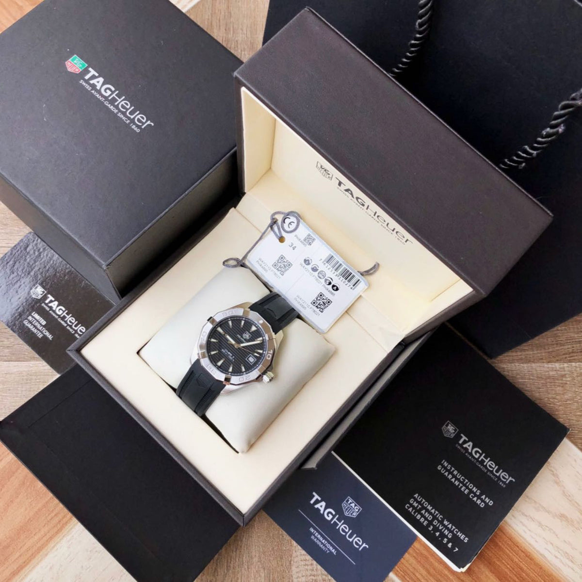  Shop Authentic Tag Heuer Aquaracer Automatic Caliber 5 Black Dial Black Rubber Strap Watch for Men - WAY2110.FT8021 - Luxxuri