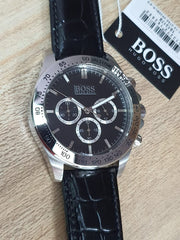  Shop Authentic Hugo Boss Ikon Black Dial Black Leather Strap Watch for Men - 1513178 - Luxxuri